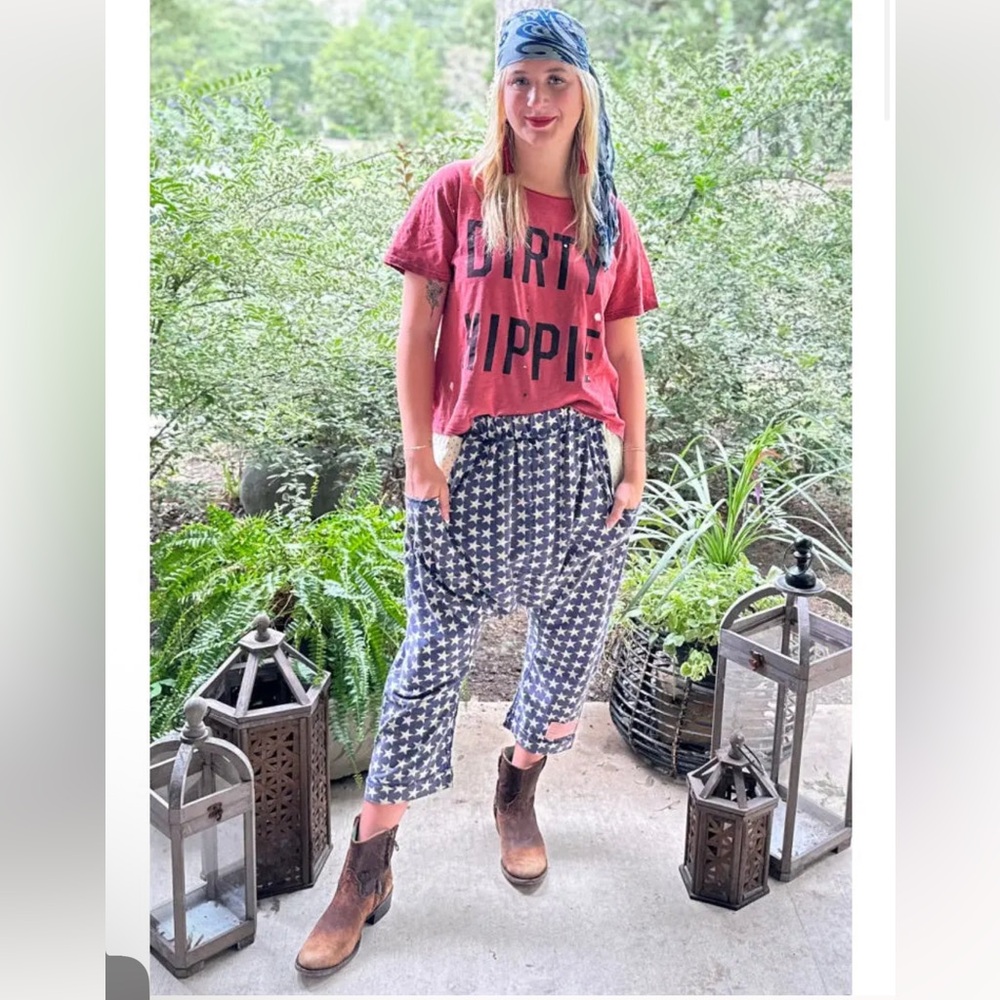 Jaded Gypsy Stars at Night Harem Grey/Cream Pants Size L/XL